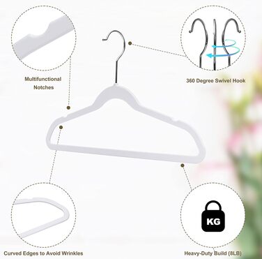Дитячі пластикові вішалки для одягу Quality Hangers, компактні плічики з поворотним гачком для сорочок та суконь, білі, 35 см, 30 шт.