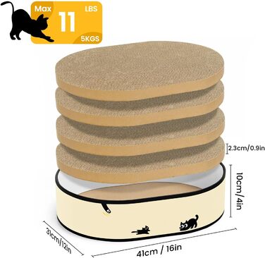 Котячий когтетоп з коробкою та 4 змінними когтеточками - великий комплекс з міцного гофрокартону, двосторонні когтеточки з наклейками DIY - лежанка для котів у квартирі, захист меблів. Великий котячий бокс + 4 когтедрови + наклейки