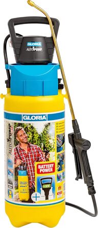 GLORIA Pressure Sprayer AutoPump Set | Garden Sprayer | 5 L Capacity | Sprayer with Battery/Rechargeable Battery Operation | No Tiring Pumping | Automatic Pressure Build-up | Consistent Spray Pattern