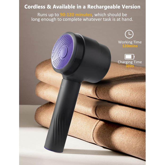 Електричний видалення ворсу LtYioe: портативний пристрій USB з магнітною фіксацією, потужним всмоктуванням та великим контейнером для ворсу. Підходить для різних тканин (блакитно-фіолетовий)