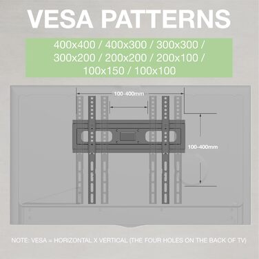 Настінний кріплення для телевізора 32-65 дюймів VESA 100x100-400x400mm, поворотне, нахильне, висувне, для LED, OLED, плоских та curved телевізорів - до 40 кг