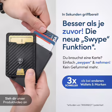 Алюмінієвий гаманець TRAVANDO SWYPE з RFID, чоловічий міні-гаманець із затискачем для грошей, кардхолдер із карбоновим покриттям