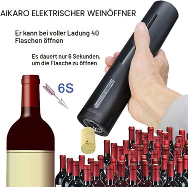 Електричний відкривачка для пляшок вина AIKARO, автоматичний, перезаряджуваний