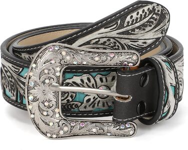 Жіночий та чоловічий шкіряний ремінь в стилі вестерн JasGood, гравіювання, ковбойський ремінь для джинсів, штанів, суконь (2-сірий, 130 см, підходить для талії 106-120 см)