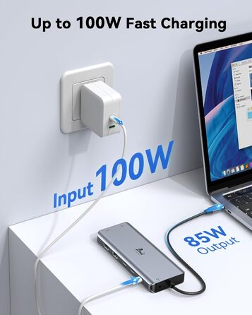 Док-станція USB C 13-в-1 для ноутбука: 2 HDMI, DisplayPort, 5 USB, Ethernet, 100W PD, SD/TF, Audio/Mic, підходить для Dell, HP, Surface