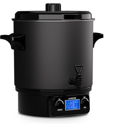 Klarstein Biggie Small - Canning Machine, Canning Pot, Preserving Pot, Mulled Wine Maker, electric, 16L capacity, 2000 Watt, adjustable temperature, timer up to 120 minutes, (Matt Black, 27 Liter (digital))