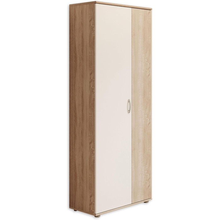 Stella Trading 3 Shoe Cabinet Tall, White - Versatile Multi-Purpose Cabinet with Adjustable Shelves - 70 x 176 x 35 cm (W/H/D) (Sonoma Oak / White)