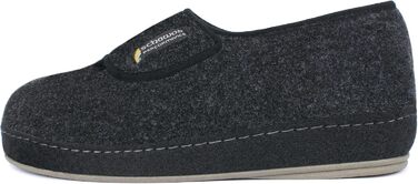 Чоловічі фетрові домашні тапочки Schawos 6064, теплі, з вовняною підкладкою, неслизькі, на липучці (42 EU, чорні)