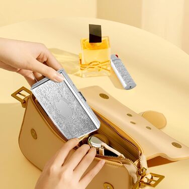 Вінтажне металеве тютюнотримач для сигарет з запальничкою J6, вміщує 12 шт. сигарет (100 мм), органайзер для RFID-карт та грошей (срібний)