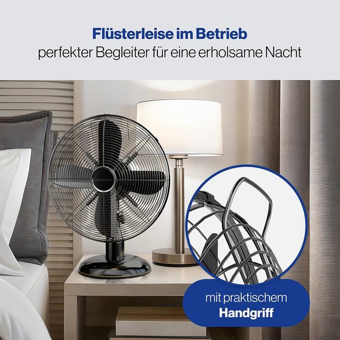 Вентилятор ProfiCare® з поворотом, 35W, Ø 30 см, 3 швидкості, тихий, чорний | PC VL 3063 M