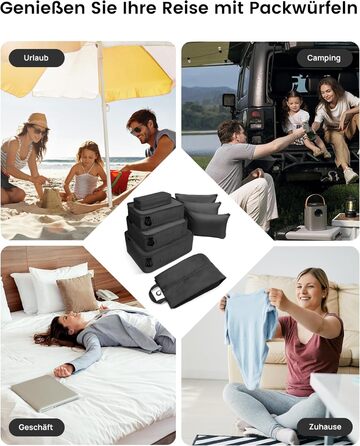 Органайзери для валізи Packing Cubes, 8 шт., водонепроникні, чорні + косметичка