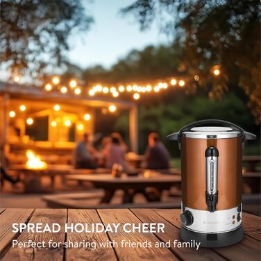 Navaris Mulled Wine Warmer Hot Water Dispenser - Stainless Steel - with Thermostat, Fill Level Indicator, Tap - Mulled Wine & Hot Beverage Dispenser (6.8L, Copper)