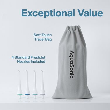 Aquasonic Aqua Flosser: професійний бездротовий ірigator для порожнини рота з 4 насадками, 3 режими, портативний (білий)