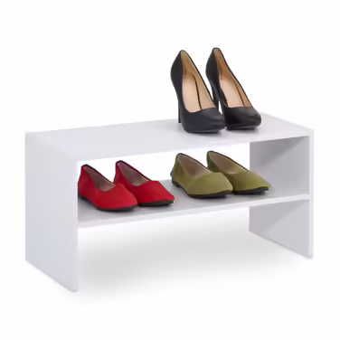 Relaxdays White Shoe Rack with 2 Shelves