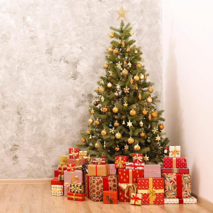 Набір прикрас для ялинки Relaxdays: 110 кульок, мішура та інше. Золотий декор для ялинки