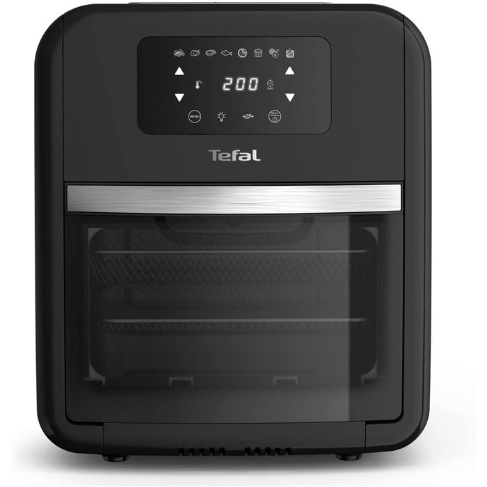 Аерофритюрниця Tefal Easy Fry Oven & Grill 9-в-1, 11 л, 6 порцій, 7 аксесуарів, 8 програм, онлайн-рецепти, без масла, швидка, енергоощадна, чорна