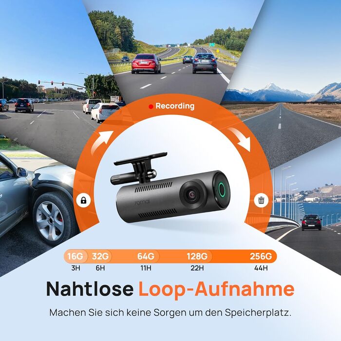 Відеореєстратор 70mai M310 2K WiFi для авто, 1296P WDR, Super Night Vision, 24h парковка, запис по колу, виявлення зіткнень, 256GB