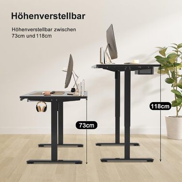 Регульований стіл Homall 140x60 см з USB-роз'ємом, комп'ютерний стіл для дому та офісу, ергономічний, білий. Також доступний розмір 160x70 см, чорний колір