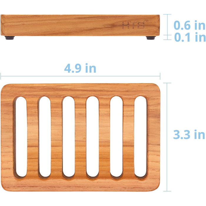 Дерев'яна мильниця з теку (водоспад) від HTB - мильниця з дерева для ванної, кухні, умивальника та стільниці