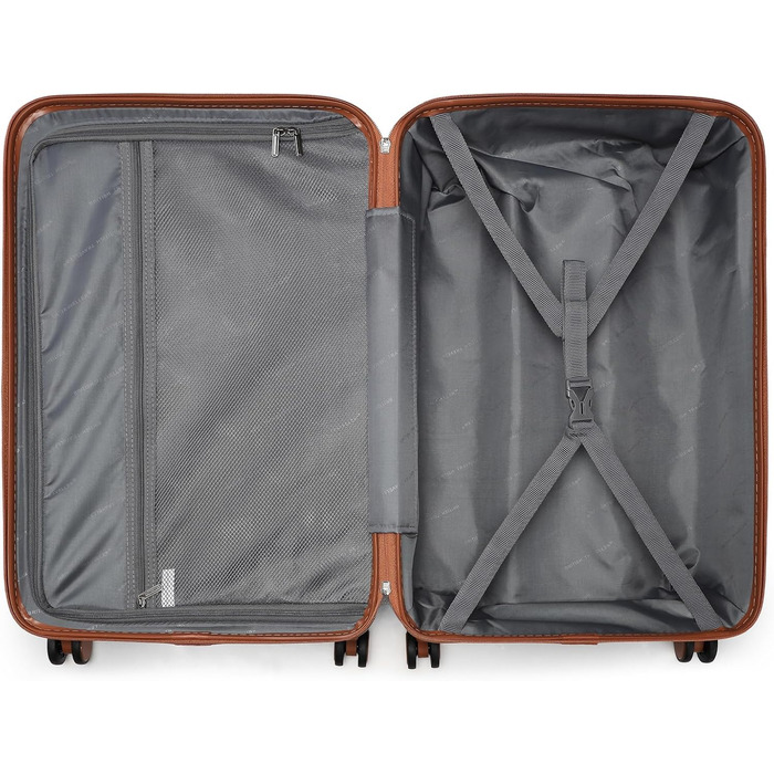 Чемодан British Traveller Mittelgroßer 64x43x26.5 см з ABS+PC, TSA-замок, 4 колеса (Чорний/Коричневий, M(64см 57л))