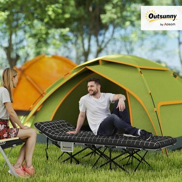 Розкладне кемпінгове ліжко-матрац Outsunny, 190 x 67 x 37 см, чорне