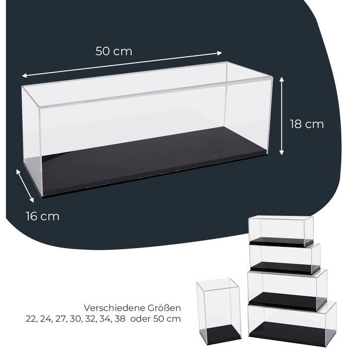 Акрилова вітрина HMF 46803 для модельних авто і фігурок, прозора, 30x15x14 см