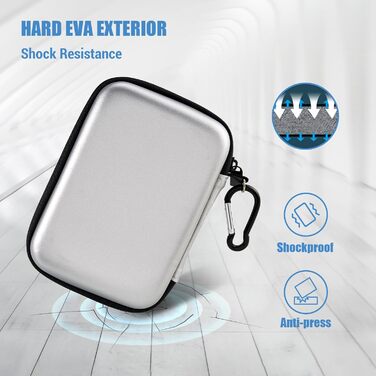 Чохол для жорсткого диска ProCase 2.5' для Seagate, Toshiba, WD, UnionSine, Samsung - сріблястий