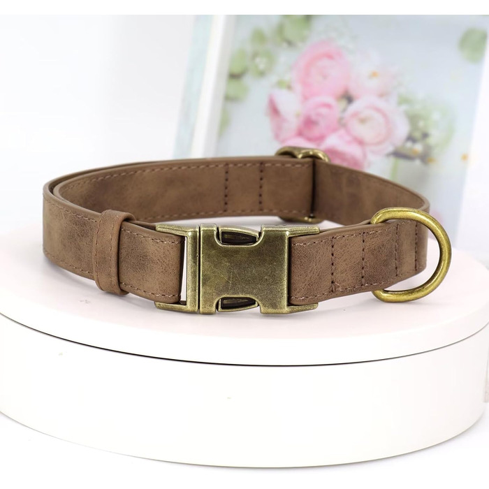 Шкіряний нашийник для собак Didog: міцний, з надійною застібкою, регульований, для середніх та маленьких собак (колір: коричневий)