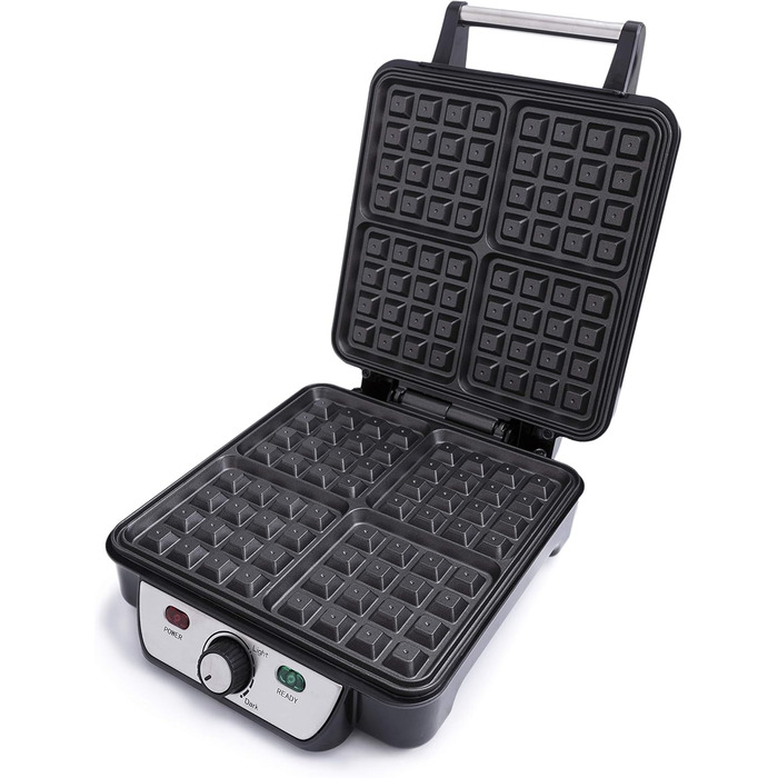 Adler Camry 4-Waffle Maker - 1500W Power, Adjustable Temperature, Black & Silver