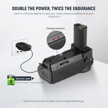 Акумуляторний руків'я Neewer MB-N11 для Nikon Z6 II та Z7 II з 2 акумуляторами EN-EL15c 2400mAh та USB-зарядним пристроєм