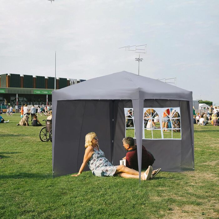 2.5x2.5m Folding Terrace Roof, Water-Repellent, Made of Steel and Polyester