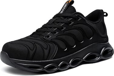 Черевики безпеки LARNMERN для чоловіків: зручні робочі черевики з металевим носком, дихаючі, легкі, антипрокольні, модні. Розміри 36-50 EU (44.5 EU, чорний)