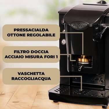 FABER COFFEE MACHINES | Slot Plast Model | POD Coffee Machine 44 mm | Adjustable Brass Pad Press (SCHWARZ/SCHWARZ)
