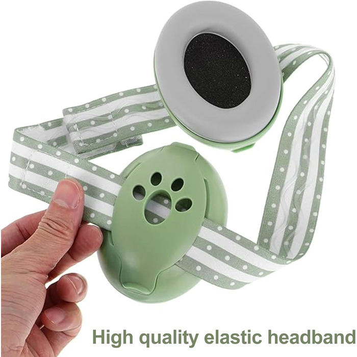 Навушники для захисту слуху дитини 0-4 роки, 2-в-1, шумопоглинання 24dB, захист вух для дітей, новонароджені, регульоване наголов'я, активний відпочинок для сім'ї (зелений)