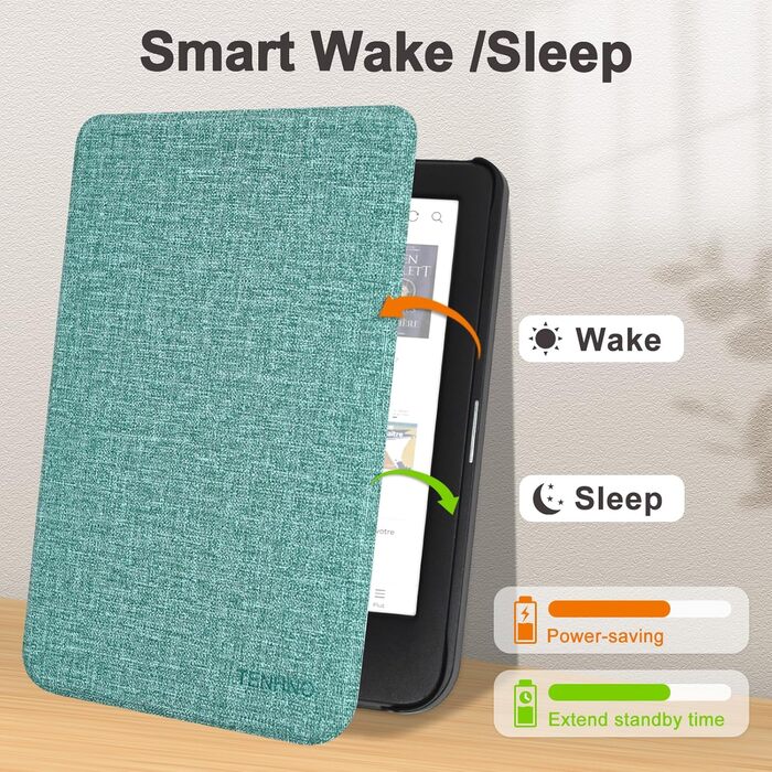 Чохол для Tolino Shine Color/Shine 5(2024)/Shine 4(2022) & Kobo Clara Colour | BW | 2E, тонкий захисний чохол з авто-ввімкненням/вимкненням (квітка) (М'ятно-зелений)