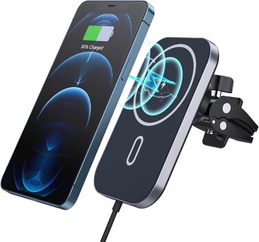 Автомобільний зарядний пристрій MagSafe 15W: бездротова підставка-тримач для iPhone 16/15/14/13/12 Pro Max