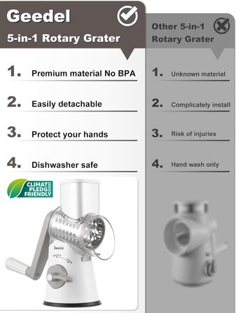 Трояк для овочів та сиру з 3 наборами ножів, білий. Ідеально для нарізки овочів, сиру, горіхів. 5 ножів