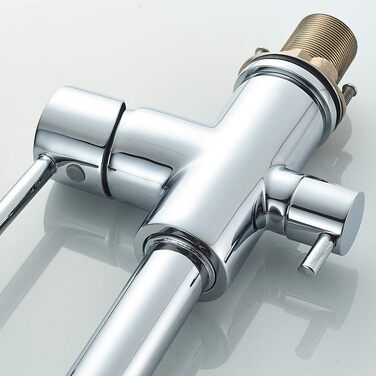 Кухонний змішувач 3-в-1 з обертанням 360° з нержавіючої сталі, з двома ручками, для фільтрації води, гарячої та холодної води, високого тиску, 3 шланги по 50 см