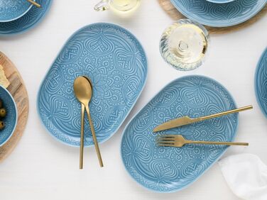 Набір посуду CreaTable Serie Orient Mandala 18 предметів, порцеляновий, аквамарин, для мікрохвильовки та посудомийної машини, вироблено в Європі