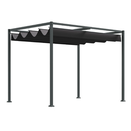 Outsunny Pergola Gazebo Patio Cover with Sliding Roof 298x213x221cm Polyester Black Gray for Garden & Patio