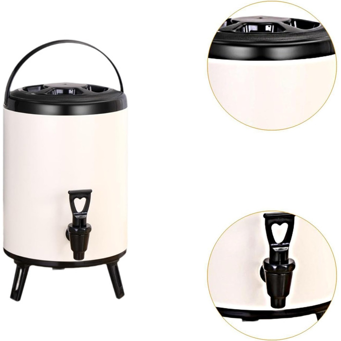 F Fityle Hot/Cold Beverage Dispenser, Tea Barrel with Tap, Water-Insulated Drink Dispenser, Drink Container for Camping/Kindergarten, 6L White