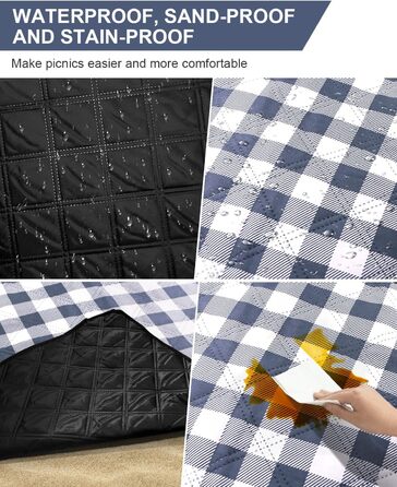 Плед для пікніка LIVEHITOP водонепроникний XXL (200x200 см, бежевий) для пляжу, кемпінгу, парку, BBQ