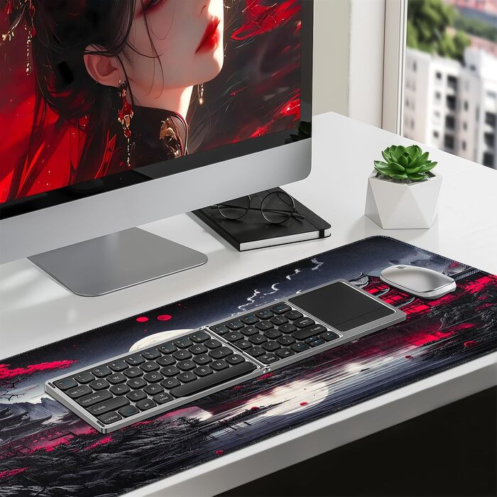 Ігровий килимок для миші Zindoo Gaming XXL 900x400 мм з топографічним візерунком (Місяць та Пагода)