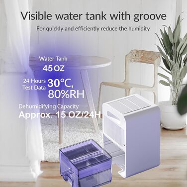 Електричний осушувач повітря 1.2L для дому та підвалу, 30м², з автовимкненням та освітленням