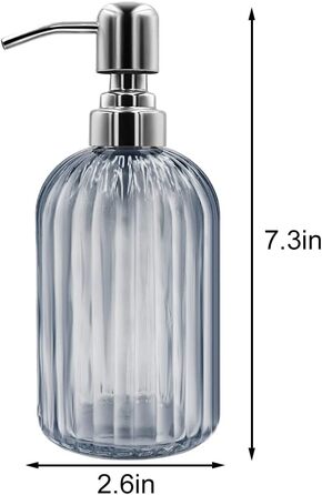 Скляні дозатори для мила 2 шт, 400 мл з нержавіючою сталевою помпою, багаторазові, преміум-якість для ванної кімнати, кухні, стільниці (Сірий)