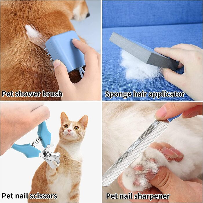 Електрична машинка для стрижки собак та котів, тиха, USB, бездротова, акумуляторна, для собак та котів (Блакитна)