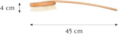 Body brush with handle for sensitive skin, body brush, back brush for seniors, gentle, natural beech wood and soft bristles, Made in Germany