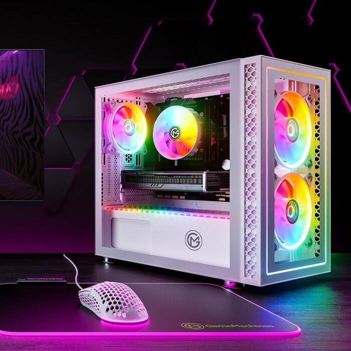 Корпус для ПК GameMachines Element Snow Edition ATX з 3 RGB вентиляторами, білий (Nova Snow)