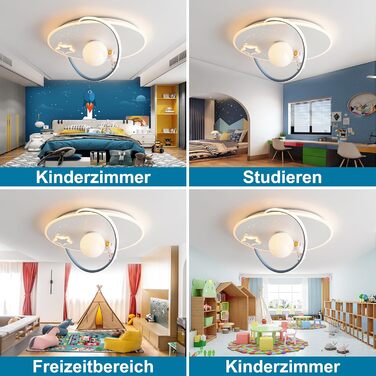 RRBEST LED Ceiling Light, Modern Moon Astronaut Design Ceiling Lamp, Dimmable with Remote Control, Boys and Girls Children's Room Lamps, Decorative Ceiling Lamp for Children's Room