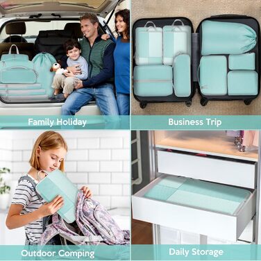 Органайзер для валізи Avmvnvc, 10-Piece Packing Cubes для одягу, компресійні мішечки для пакування, органайзер для валізи з косметичкою, туристичний органайзер для рюкзака та валізи, чорний (синій)